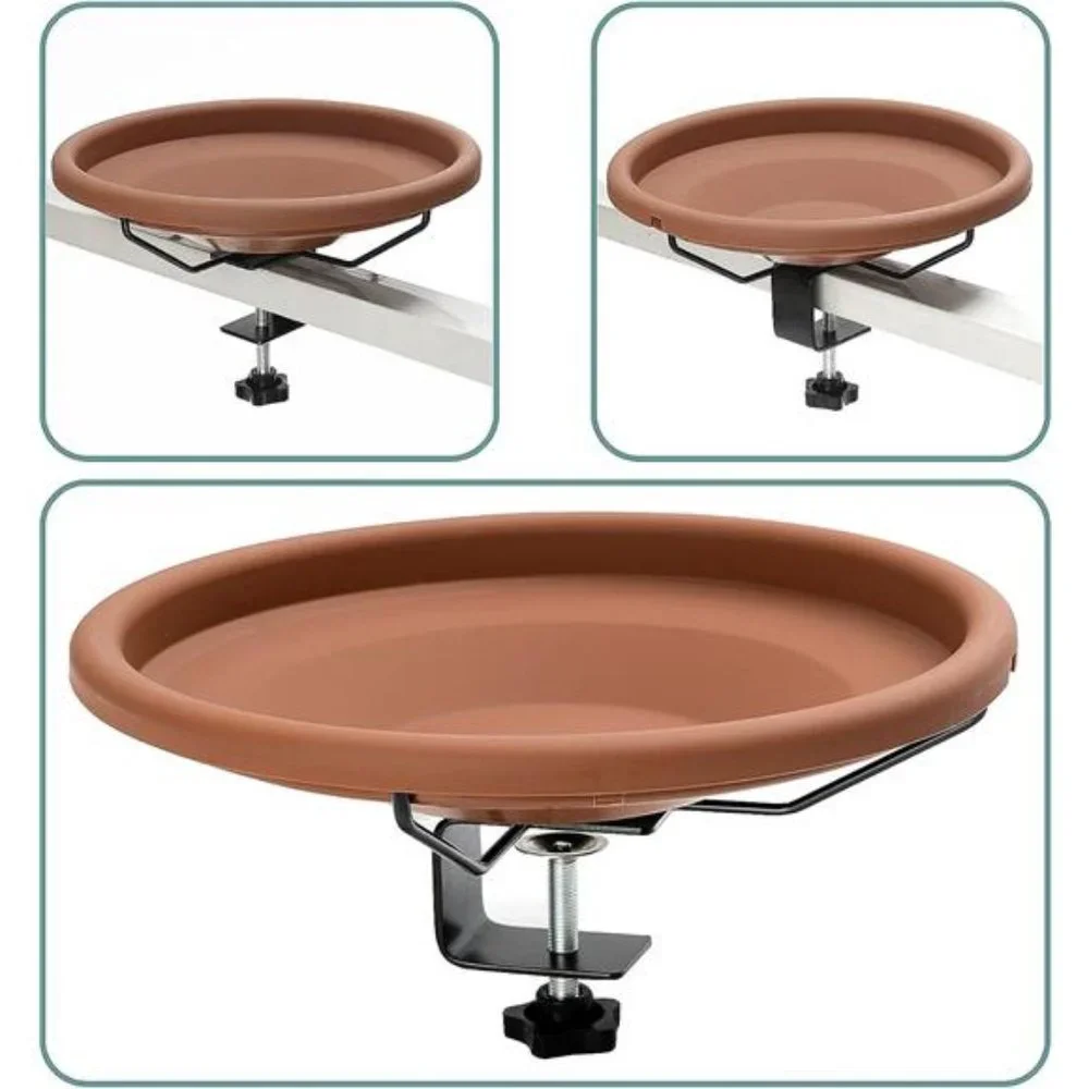 Bird Bath Deck Mounted Bowl 12 Inches, Balcony Railing Birdbaths Unheated